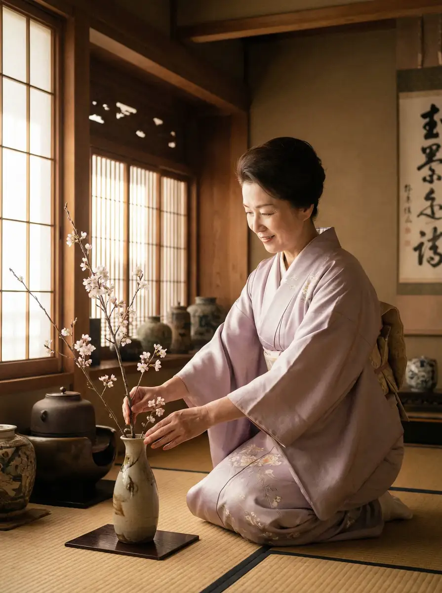 一位优雅的 【成人动漫】全网最全成人动漫传媒~成人动漫实时更新聚集地 在和室中插花